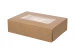 Catering Box Kraft "XS" mit Sichtfenster 22,0 x 14,0 x 5,0cm
